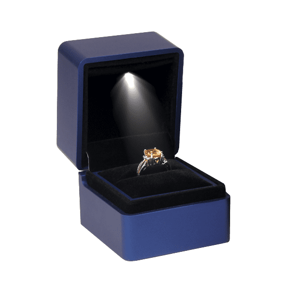 Подарочный футляр для кольца с подсветкой благородный синий 037456 детальное изображение ювелирного изделия Подарочные футляры и упаковки Подарочный футляр для кольца с подсветкой благородный синий 037456 детальное изображение ювелирного изделия Подарочные футляры и упаковки