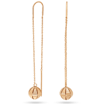 обзорное фото Серьги протяжки с шариками в красном золоте 039298  Золотые серьги без вставок обзорное фото Серьги протяжки с шариками в красном золоте 039298   Золотые серьги без вставок