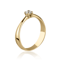 обзорное фото Кольцо в желтом золоте с бриллиантом 027134  Золотые кольца для помолвки с бриллиантом