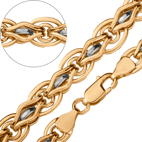 Цепочка Нонна в красно-белом золоте без вставок 027554 детальное изображение ювелирного изделия Золотые цепочки Нонна Цепочка Нонна в красно-белом золоте без вставок 027554 детальное изображение ювелирного изделия Золотые цепочки Нонна