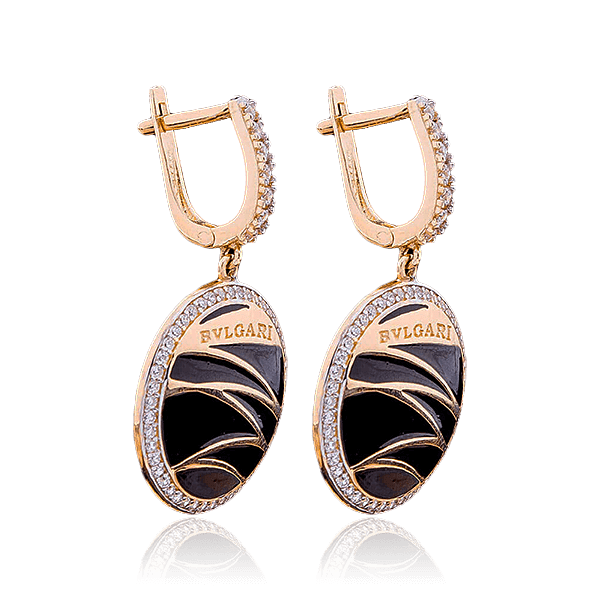 Золотые серьги с эмалью и фианитами 028356 детальное изображение ювелирного изделия Золотые серьги с фианитом Золотые серьги с эмалью и фианитами 028356 детальное изображение ювелирного изделия Золотые серьги с фианитом