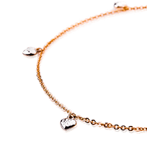 обзорное фото Браслет на ногу Сердечка в комбинированном золоте 032909 Золотые браслеты на ногу обзорное фото Браслет на ногу Сердечка в комбинированном золоте 032909  Золотые браслеты на ногу