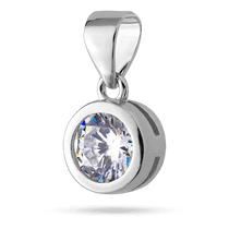 обзорное фото Серебряная подвеска с большим круглым фианитом в глухой закрепке 040090  Серебряные подвески со вставками