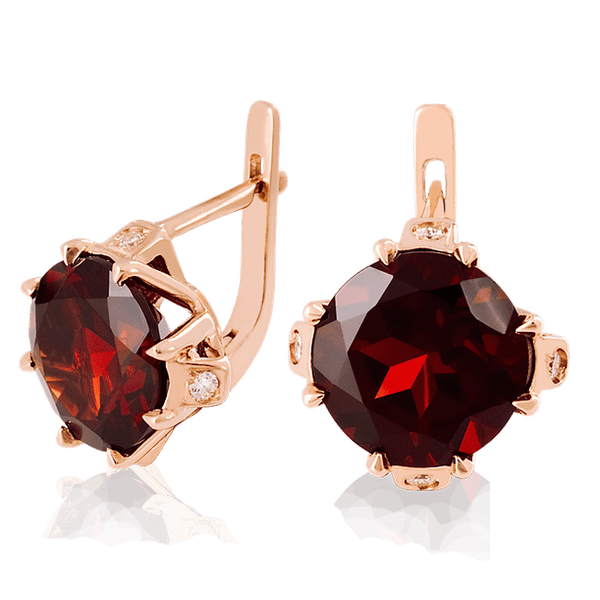 Золотые серьги с гранатом 023623 детальное изображение ювелирного изделия Золотые серьги с гранатом Золотые серьги с гранатом 023623 детальное изображение ювелирного изделия Золотые серьги с гранатом