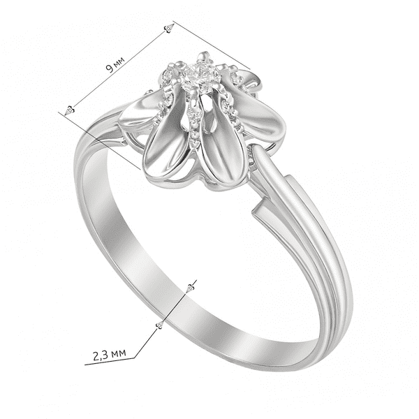 Кольцо из белого золота Экстравагантный Цветок с бриллиантами  Кольцо из белого золота Экстравагантный Цветок с бриллиантами