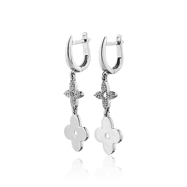 Сережки з білого золота Конюшина 029251 детальне зображення ювелірного виробу Сережки з білого золота Конюшина 029251 детальне зображення ювелірного виробу