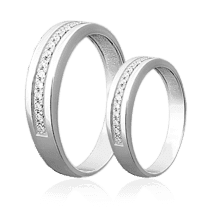 обзорное фото Обручальное кольцо из белого золота с бриллиантами 023189  Обручальные кольца с бриллиантами