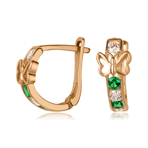 Золотые детские серьги Бабочки с фианитом 025448 детальное изображение ювелирного изделия Серьги с камнями Золотые детские серьги Бабочки с фианитом 025448 детальное изображение ювелирного изделия Серьги с камнями
