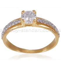 обзорное фото Золотое кольцо с фианитами 11959 Золотые кольца для помолвки с цирконием обзорное фото Золотое кольцо с фианитами 11959  Золотые кольца для помолвки с цирконием