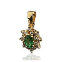 обзорное фото Кулон с изумрудом и бриллиантами 023173 Золотые кулоны с изумрудом обзорное фото Кулон с изумрудом и бриллиантами 023173  Золотые кулоны с изумрудом