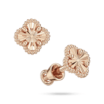 обзорное фото Пусеты в красном золоте Клевер без вставок 041363  Золотые серьги без вставок