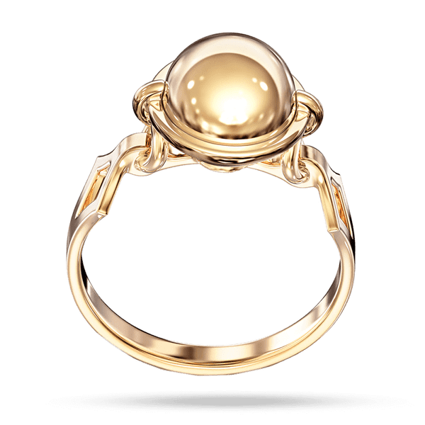 Золотое кольцо с шариком и вырезом в форме ромба по бокам Золотое кольцо с шариком и вырезом в форме ромба по бокам