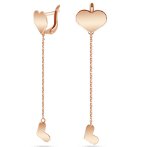 обзорное фото Серьги Сердца с подвесными элементами на английской застежке 039743 Золотые серьги без вставок обзорное фото Серьги Сердца с подвесными элементами на английской застежке 039743  Золотые серьги без вставок