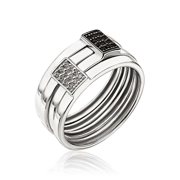 Двойное кольцо серебряное с фианитами 034660 детальное изображение ювелирного изделия Серебряные кольца Двойное кольцо серебряное с фианитами 034660 детальное изображение ювелирного изделия Серебряные кольца