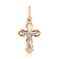 обзорное фото Золотой крестик на крестины 036564  Золотые подвески