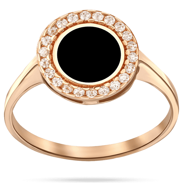Ніжна кабулчка в червоному золоті з фіанітами та чорною емаллю 039170 детальне зображення ювелірного виробу Ніжна кабулчка в червоному золоті з фіанітами та чорною емаллю 039170 детальне зображення ювелірного виробу