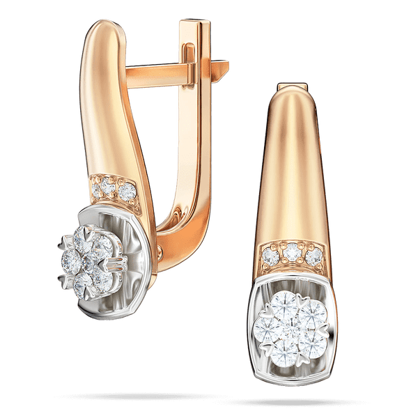 Серьги Бриллиантовый Букет из красного и белого золота с бриллиантами 036016 детальное изображение ювелирного изделия Золотые серьги с бриллиантами Серьги Бриллиантовый Букет из красного и белого золота с бриллиантами 036016 детальное изображение ювелирного изделия Золотые серьги с бриллиантами