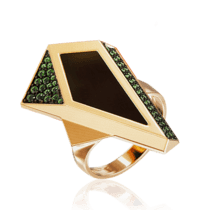 обзорное фото Золотое кольцо с агатом и нанокристаллами 030069  Золотые кольца с агатом