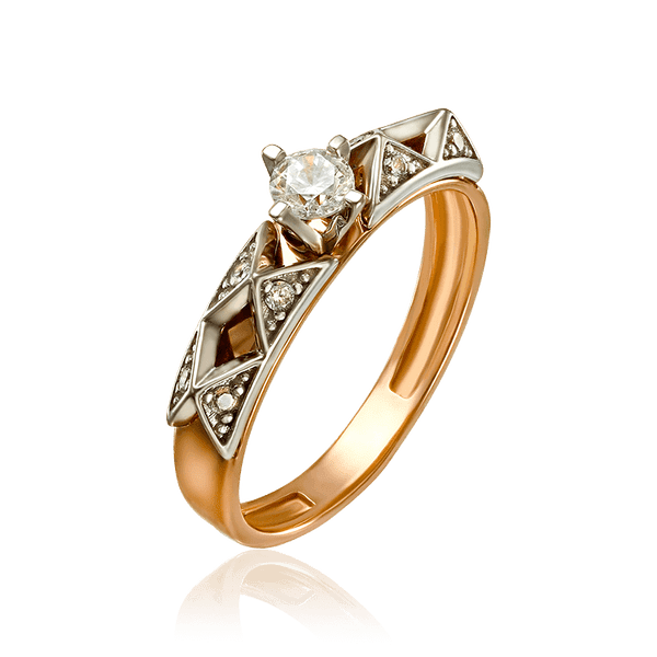 Кольцо из комбинированного золота Шипы с фианитами 033461 детальное изображение ювелирного изделия Золотые кольца Кольцо из комбинированного золота Шипы с фианитами 033461 детальное изображение ювелирного изделия Золотые кольца