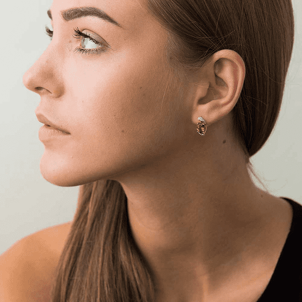 серьги с дымчатым кварцем и бриллиантами  серьги с дымчатым кварцем и бриллиантами