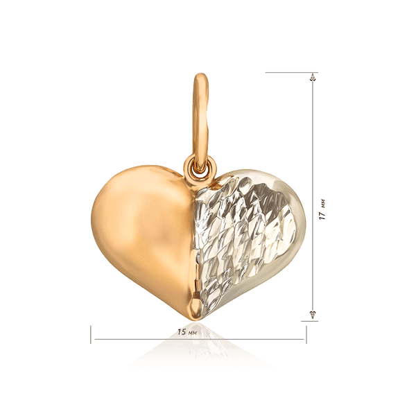 подвеска сердце из красного и белого золота подвеска сердце из красного и белого золота