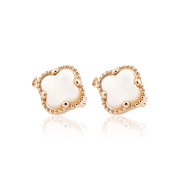 Золоті сережки конюшина з перламутром 029270 детальне зображення ювелірного виробу