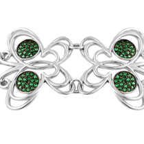 обзорное фото Серебряный браслет Бабочка с зелеными фианитами 029995  Серебряные женские браслеты