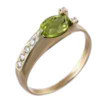 обзорное фото Золотое кольцо с хризолитом 323107  Золотые кольца с хризолитом