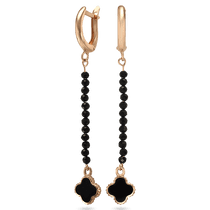 обзорное фото Золотые серьги с агатом и эмалью Клевер 031690 Золотые серьги с агатом обзорное фото Золотые серьги с агатом и эмалью Клевер 031690  Золотые серьги с агатом