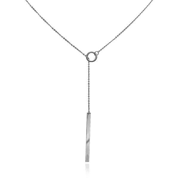Серебряное колье палочка с фианитом 034316 детальное изображение ювелирного изделия Серебряные цепочки Серебряное колье палочка с фианитом 034316 детальное изображение ювелирного изделия Серебряные цепочки