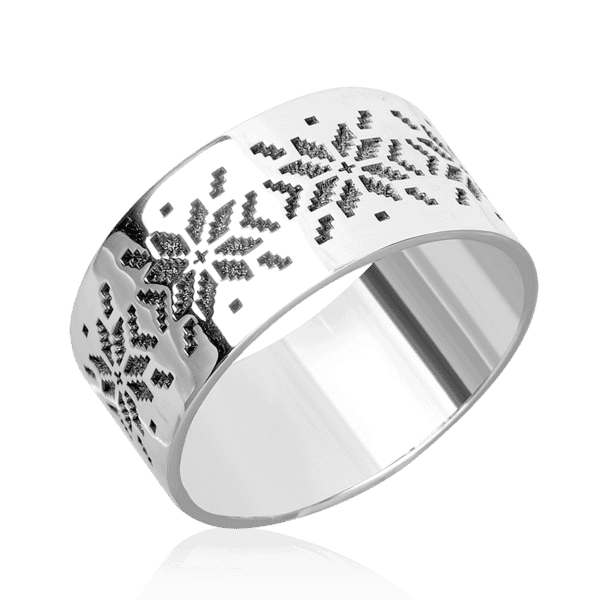 Серебряное кольцо 925 пробы с орнаментом Вышиванка 037676 детальное изображение ювелирного изделия Серебряная Украинская символика