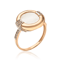 обзорное фото Золотое кольцо Круг с перламутром 035263  Золотые кольца