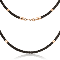 обзорное фото Ювелирный шнурок с золотыми вставками 035353 Золотые цепочки обзорное фото Ювелирный шнурок с золотыми вставками 035353  Золотые цепочки