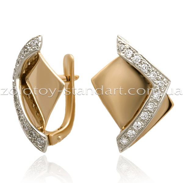 Золотые серьги 194 детальное изображение ювелирного изделия Золотые серьги с фианитом Золотые серьги 194 детальное изображение ювелирного изделия Золотые серьги с фианитом