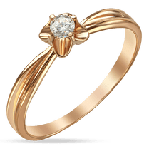 оглядове фото Золота каблучка Квітка з діамантом 035984