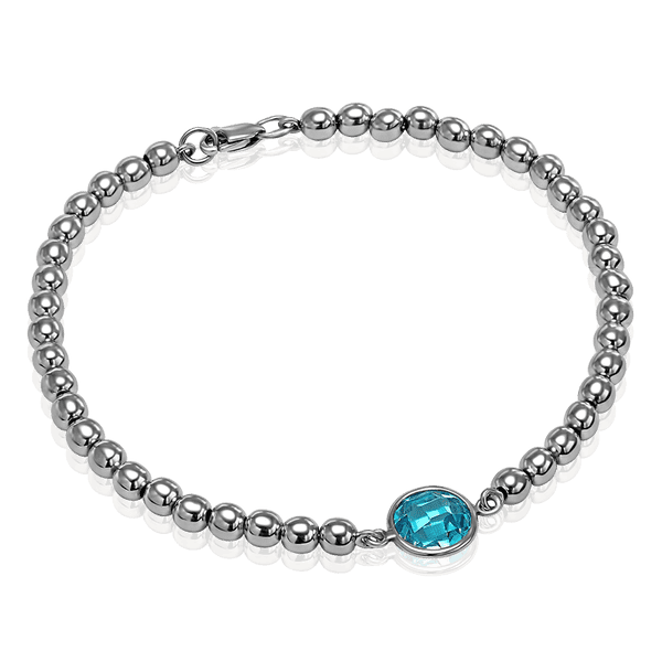 Серебряный браслет шарики с голубым фианитом 034327 детальное изображение ювелирного изделия Серебряные браслеты Серебряный браслет шарики с голубым фианитом 034327 детальное изображение ювелирного изделия Серебряные браслеты