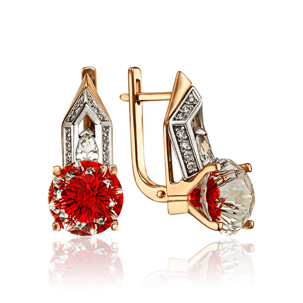 Золотые серьги с большим красным камнем 031612 детальное изображение ювелирного изделия Золотые серьги Золотые серьги с большим красным камнем 031612 детальное изображение ювелирного изделия Золотые серьги