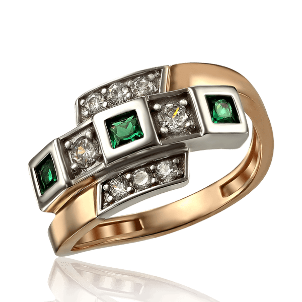 кольцо из комбинированного золота с изумрудами кольцо из комбинированного золота с изумрудами
