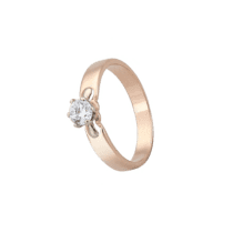 обзорное фото Помолвочное кольцо из красного золота с фианитом 028578  Золотые кольца для помолвки с цирконием
