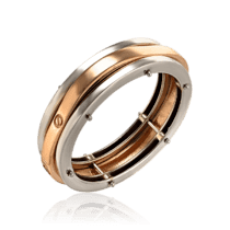 обзорное фото Обручальное кольцо в стиле Cartier комбинированное золото 035368  Золотые кольца