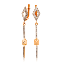 обзорное фото Стильные серьги из золота с фианитами 033592 Золотые серьги обзорное фото Стильные серьги из золота с фианитами 033592  Золотые серьги