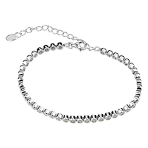 обзорное фото Стильный серебряный браслет с фианитами и дополнительной цепочкой 925 проба 039715 Серебряные женские браслеты обзорное фото Стильный серебряный браслет с фианитами и дополнительной цепочкой 925 проба 039715  Серебряные женские браслеты