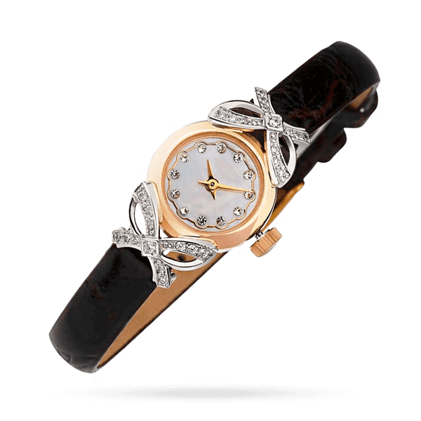 Элегантные золотые часы на руку с кожаным ремешком 036140 детальное изображение ювелирного изделия Женские золотые часы Элегантные золотые часы на руку с кожаным ремешком 036140 детальное изображение ювелирного изделия Женские золотые часы