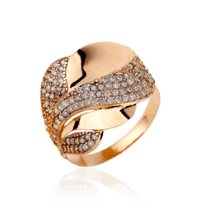 обзорное фото Золотое кольцо с фианитами 030387  Золотые кольца с фианитом