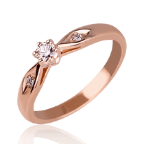 оглядове фото Каблучка з діамантом в червоному золоті 036035