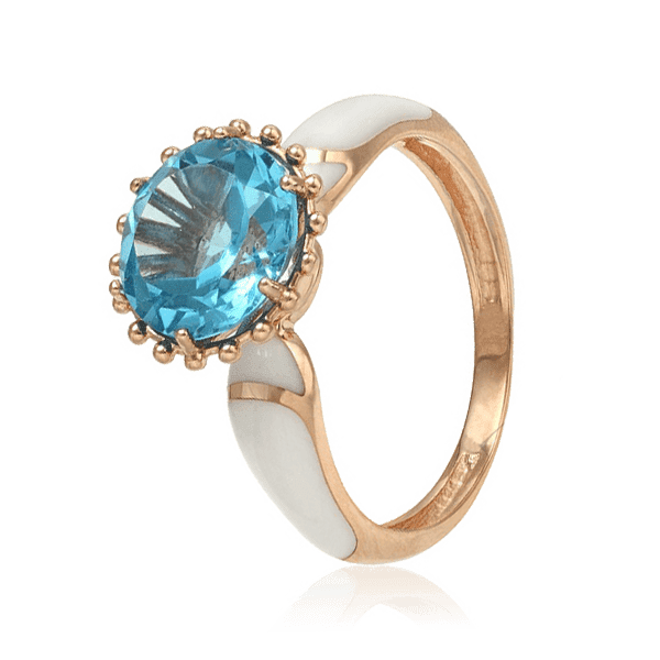 Золотое кольцо с голубым топазом и эмалью 028630 детальное изображение ювелирного изделия Золотые кольца с топазом Золотое кольцо с голубым топазом и эмалью 028630 детальное изображение ювелирного изделия Золотые кольца с топазом