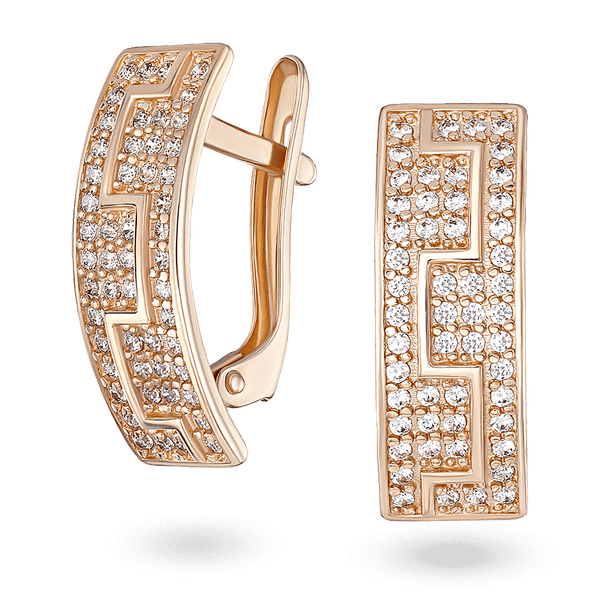 Золотые изогнутые серьги с россыпью фианитов на английской застежке 028948 детальное изображение ювелирного изделия Золотые серьги с фианитом Золотые изогнутые серьги с россыпью фианитов на английской застежке 028948 детальное изображение ювелирного изделия Золотые серьги с фианитом