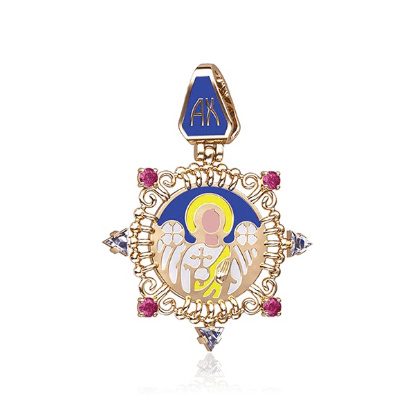 Золотой кулон Ангел с эмалью 028832 детальное изображение ювелирного изделия Золотые подвески иконки Золотой кулон Ангел с эмалью 028832 детальное изображение ювелирного изделия Золотые подвески иконки