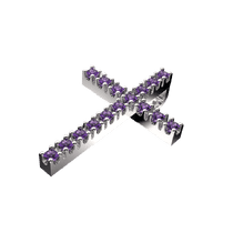 обзорное фото Ккрестик из белого золота с аметистами 030346 Золотые кулоны с аметистом обзорное фото Ккрестик из белого золота с аметистами 030346  Золотые кулоны с аметистом