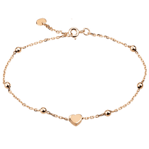 обзорное фото Золотой браслет якорного плетение с шариками и сердечком 038235 Женские золотые браслеты обзорное фото Золотой браслет якорного плетение с шариками и сердечком 038235  Женские золотые браслеты